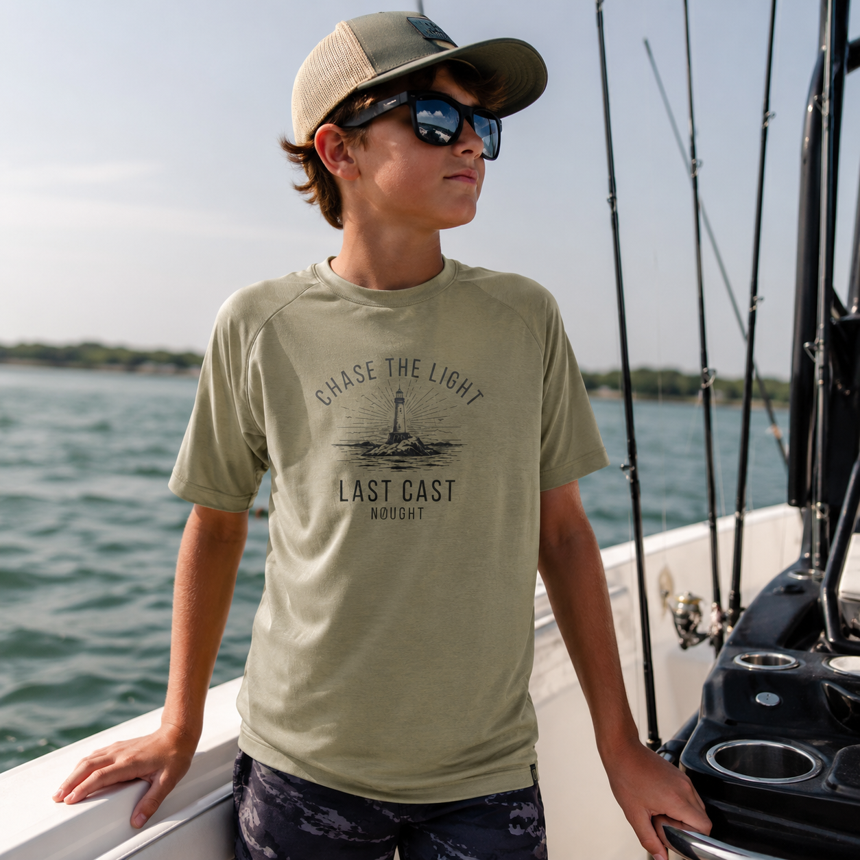 NOUGHT Youth Premium Cotton Tee - Stone chasing the light