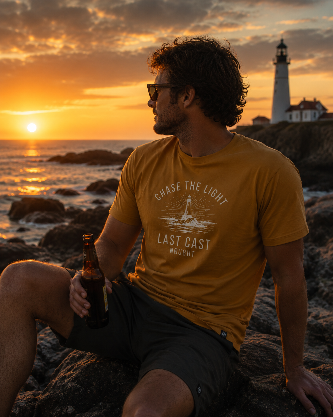 NOUGHT Premium Cotton Tee - Chase the light Mustard