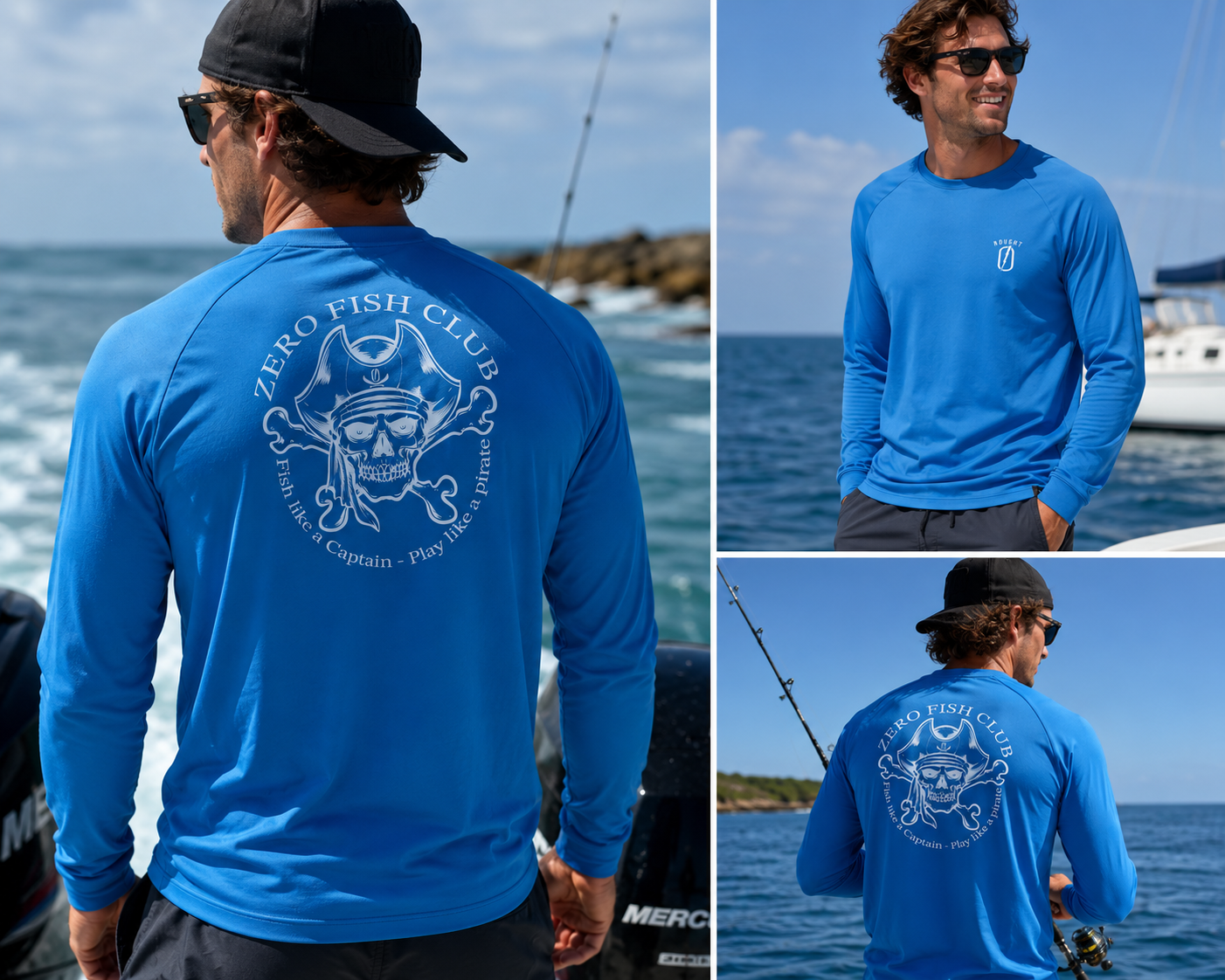 NOUGHT Long Sleeve Cotton Tee - Blue Play like a Pirate