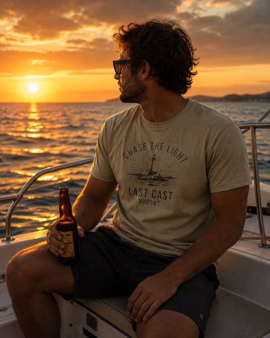 NOUGHT Premium Cotton Tee - Chase the light Tan