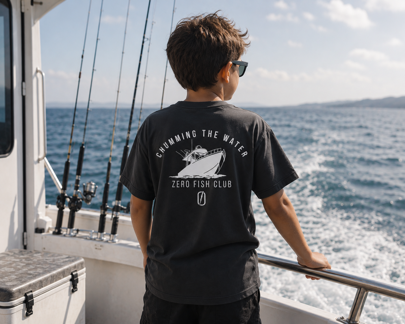 NOUGHT Youth Premium Cotton Tee - Black Chumming the water