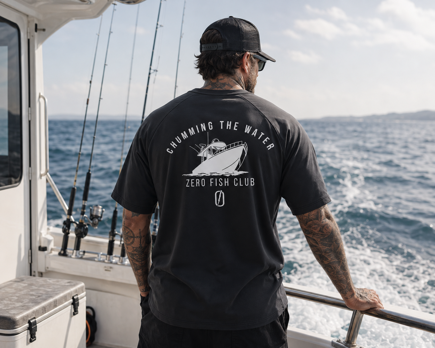 NOUGHT Premium Cotton Tee - Black Chumming the water