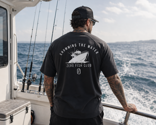 NOUGHT Premium Cotton Tee - Black Chumming the water