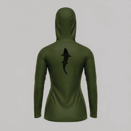 Womens Pro Sun Hoodie - Swimming Trout