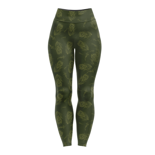 Women's Fishing Tights - Green and Gold