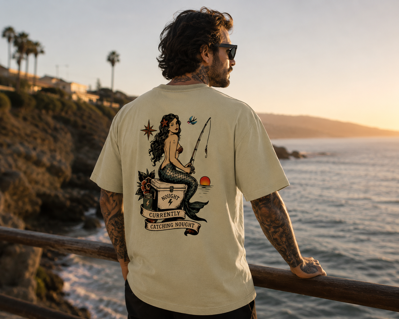 NOUGHT Premium Cotton Tee - Stone Mermaid