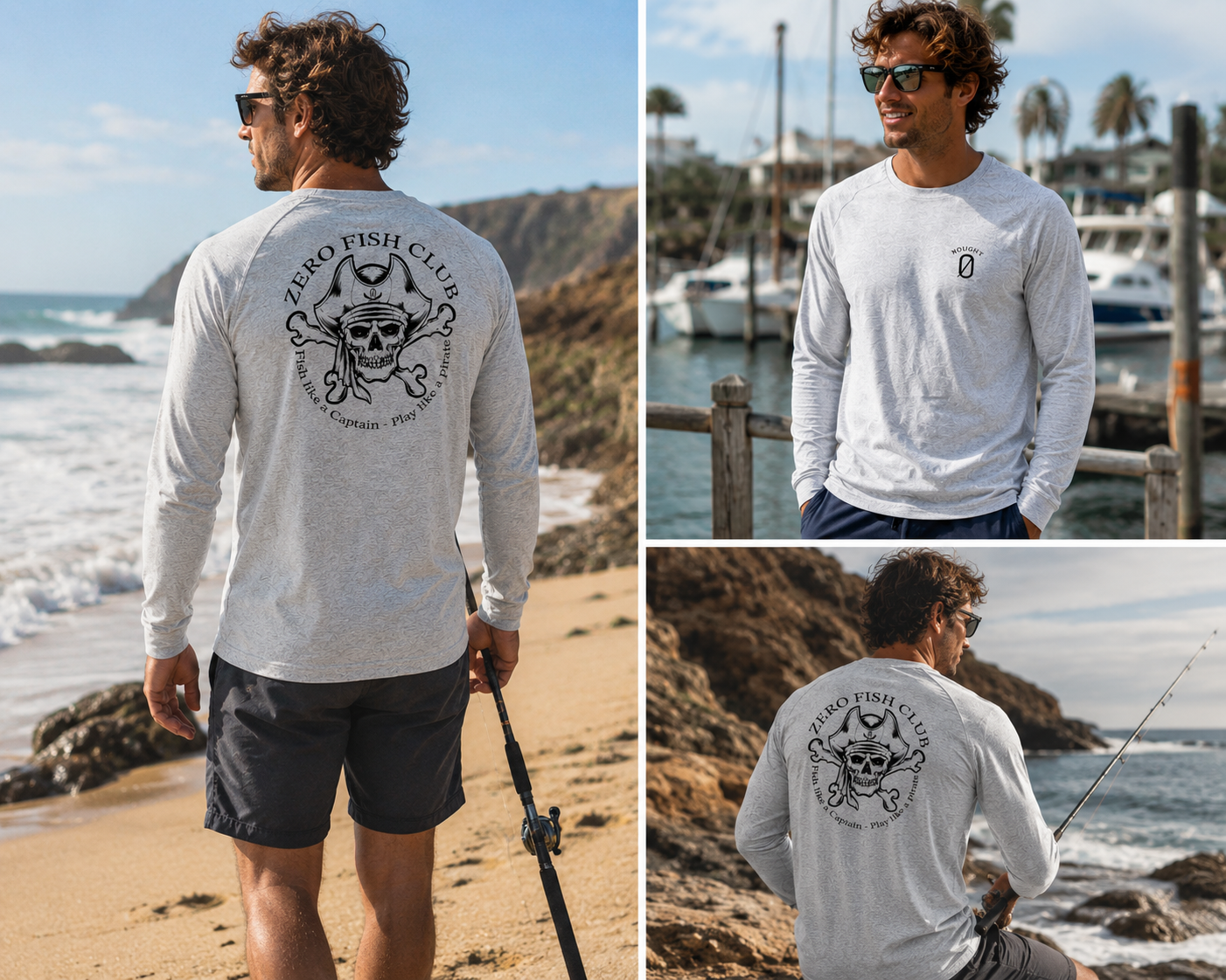 NOUGHT Long Sleeve Cotton Tee - Grey Play like a Pirate