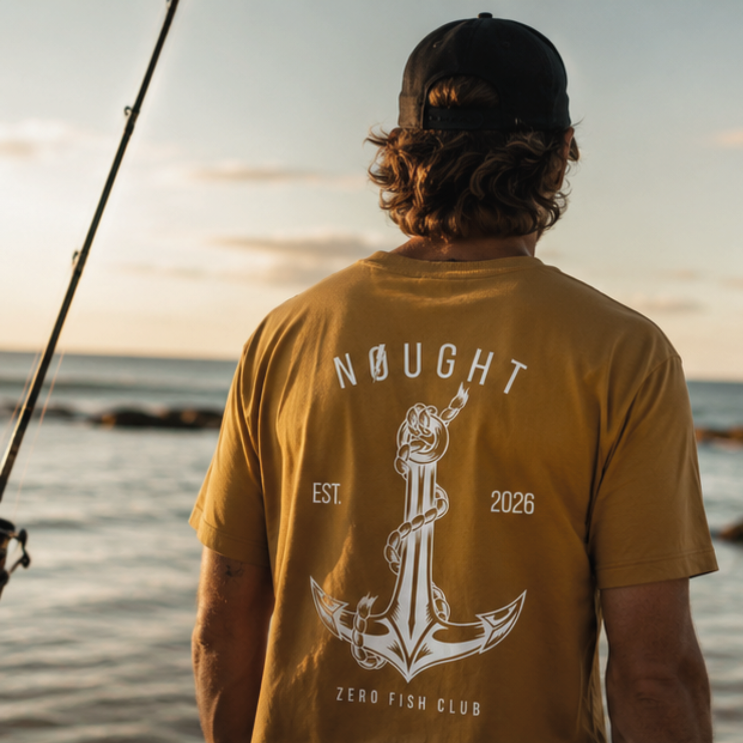 NOUGHT Premium Cotton Tee - Mustard Anchor