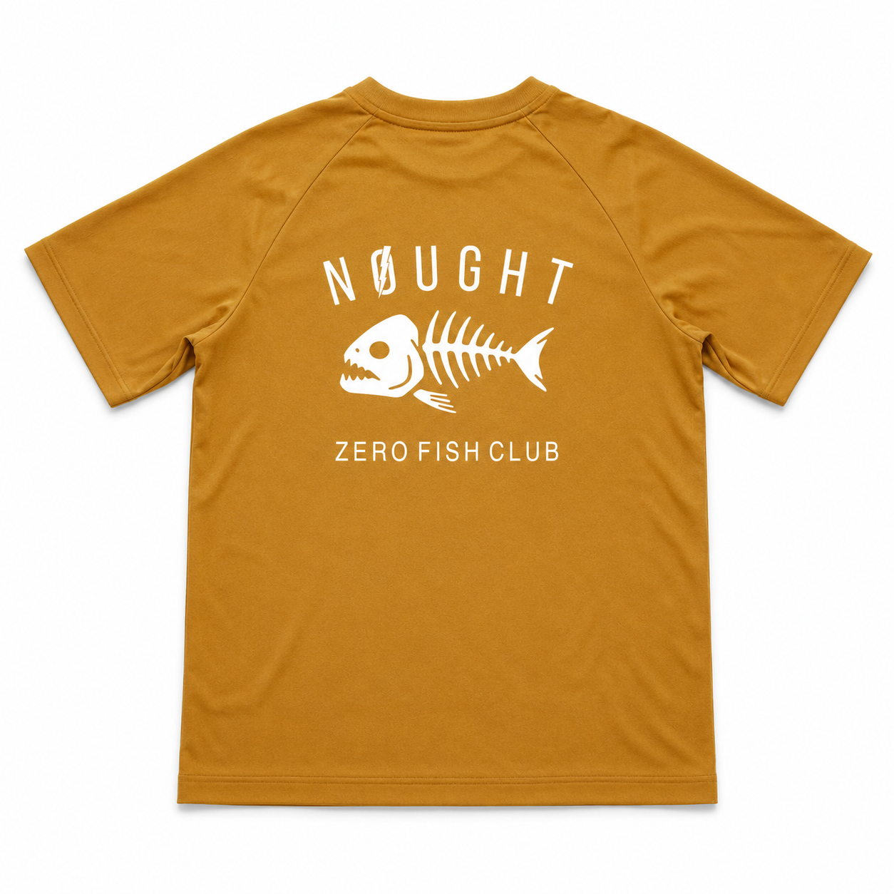 NOUGHT Youth Premium Cotton Tee - Mustard fish skeleton