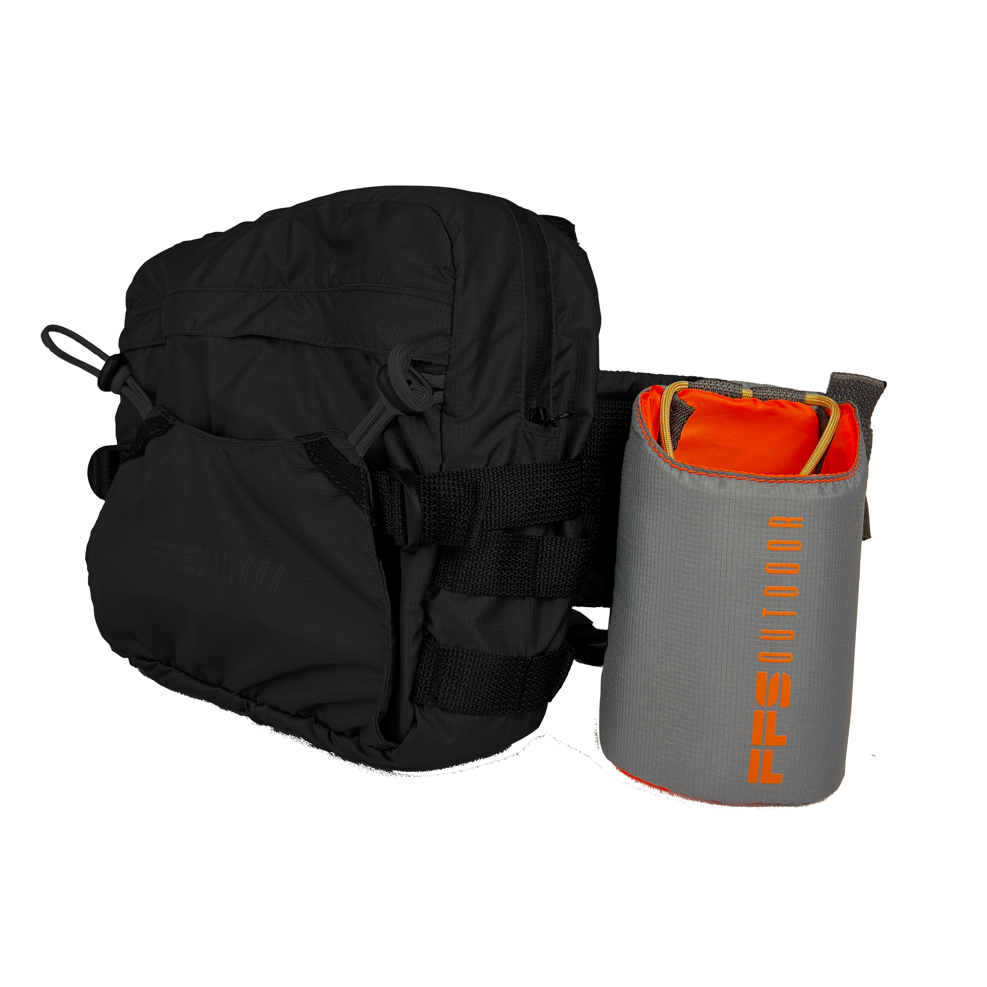 Fanny lumbar gear bag for fishing and hunting with hydration bag